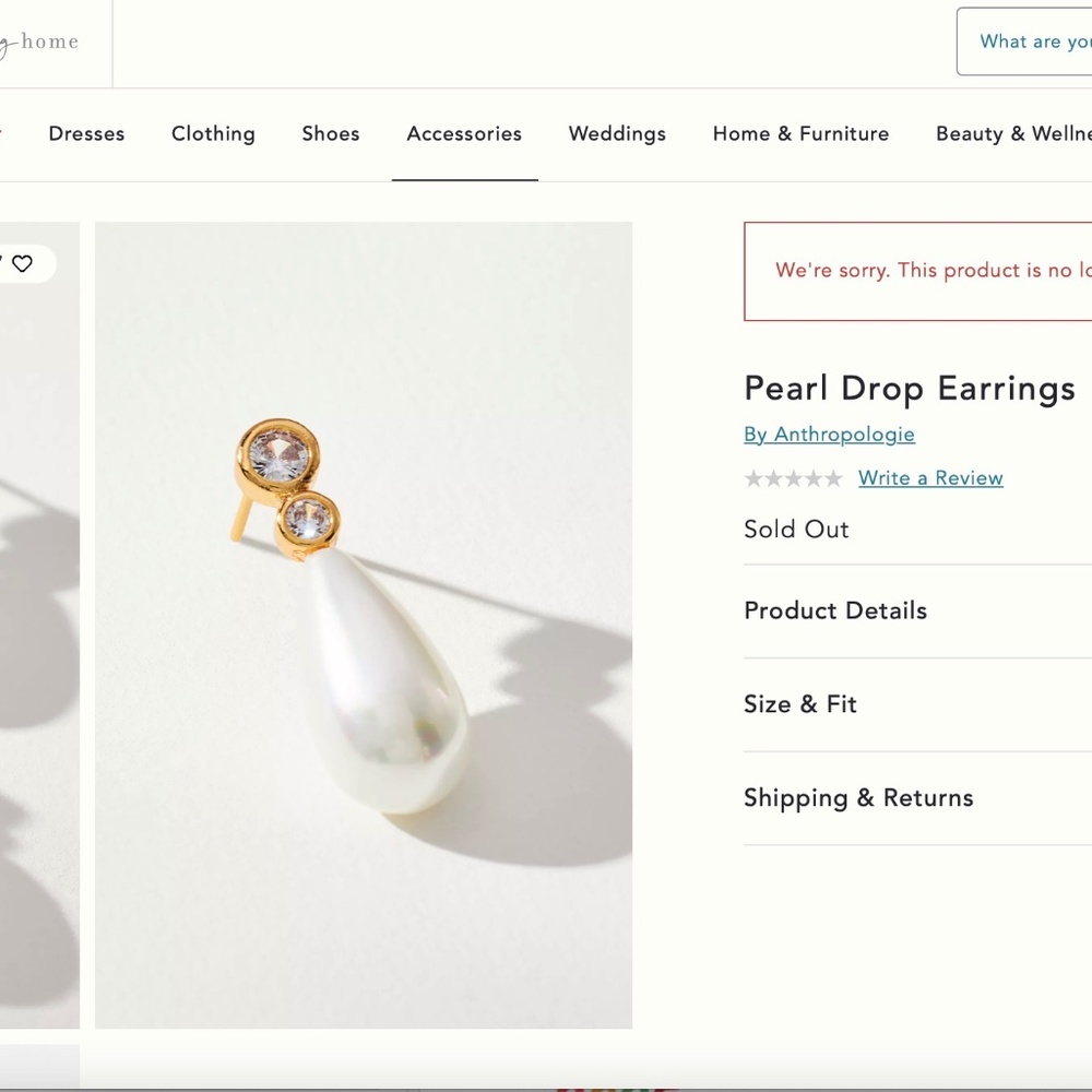 NWT Anthropologie Pearl Drop Earrings